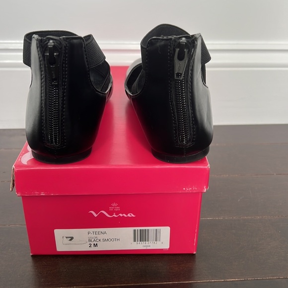 Nina P-teena black ballet flats w/crisscross straps memory foam youth sz2 in box - Picture 3 of 5